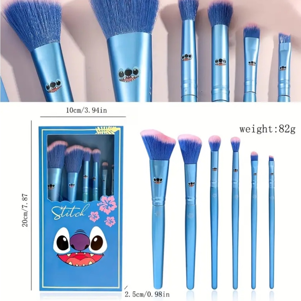 Stitch Makeup Brush Set in Blue and Pink - Picture 4 of 6